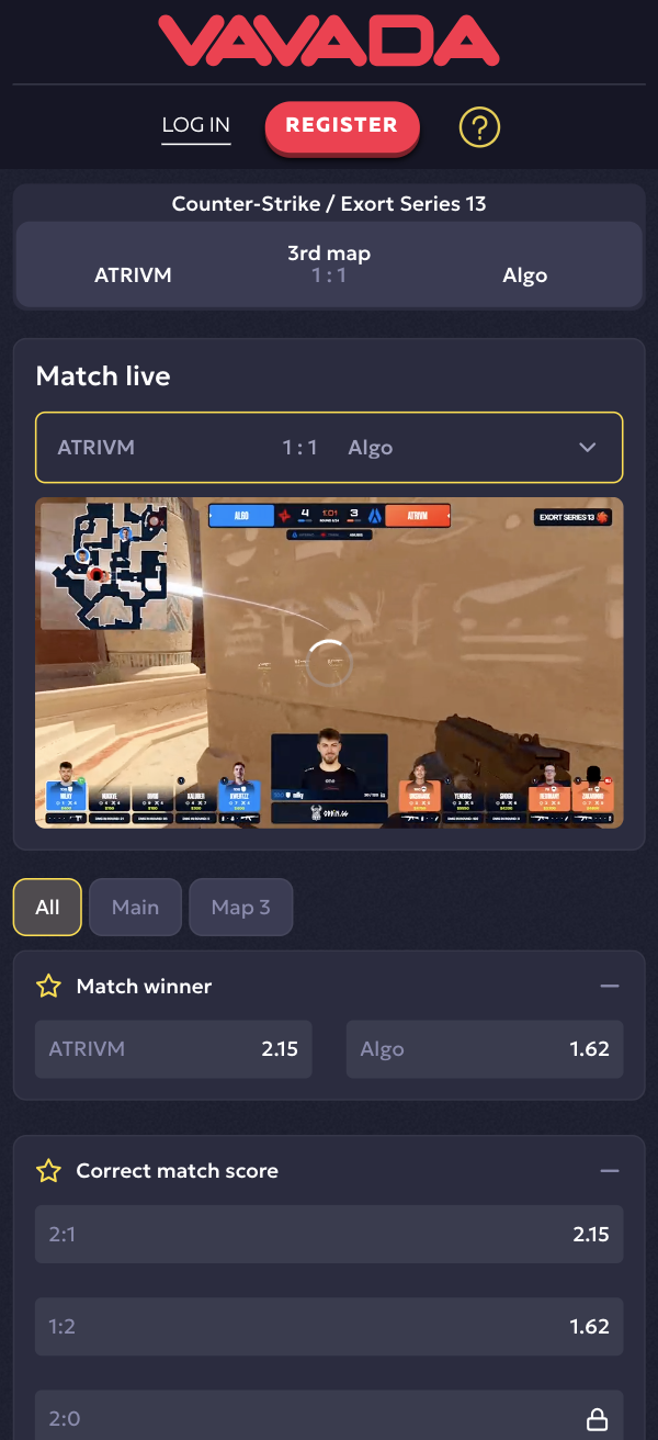VAVADA CS2 Live Betting Odds
