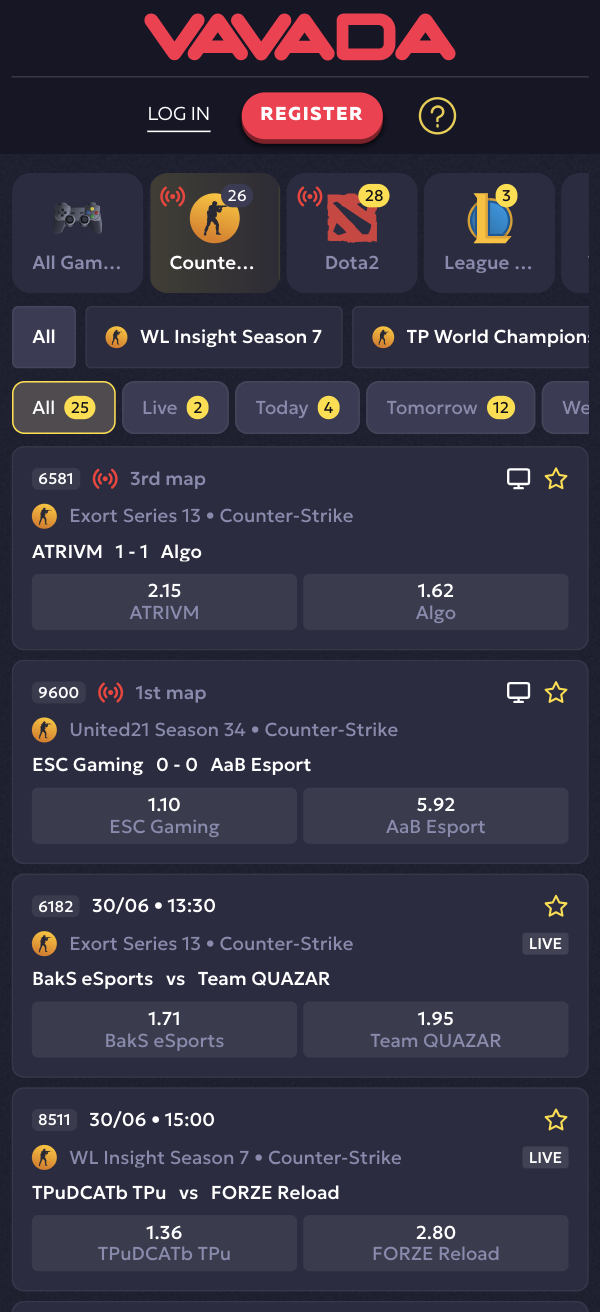 VAVADA CS2 Betting Odds