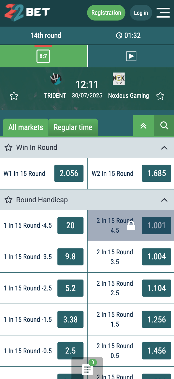 22Bet CS2 Live Betting Odds