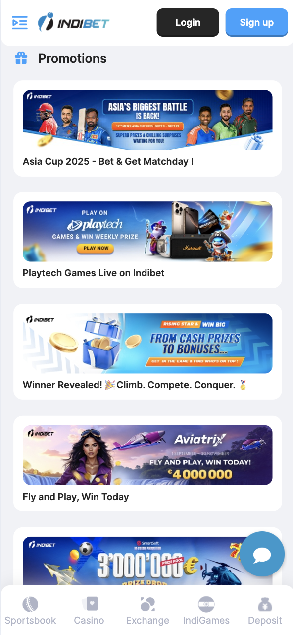 Indibet promotions page