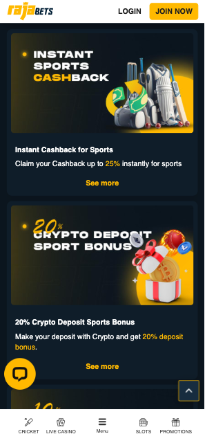 Rajabets promo page