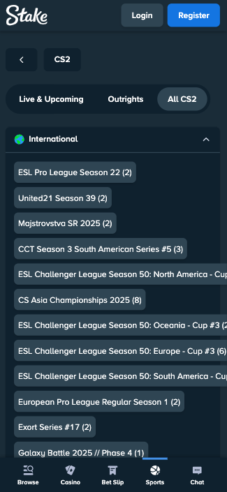 CS2 betting odds at Stake India