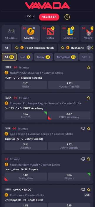 VAVADA CS2 live betting odds