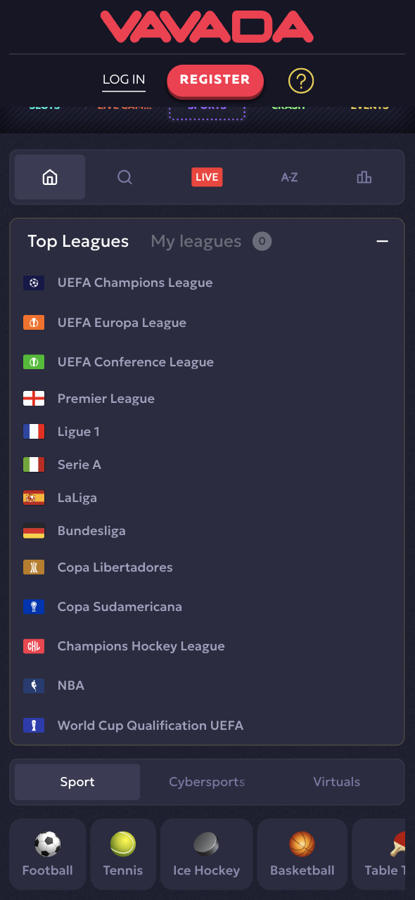 Sports betting odds & options example