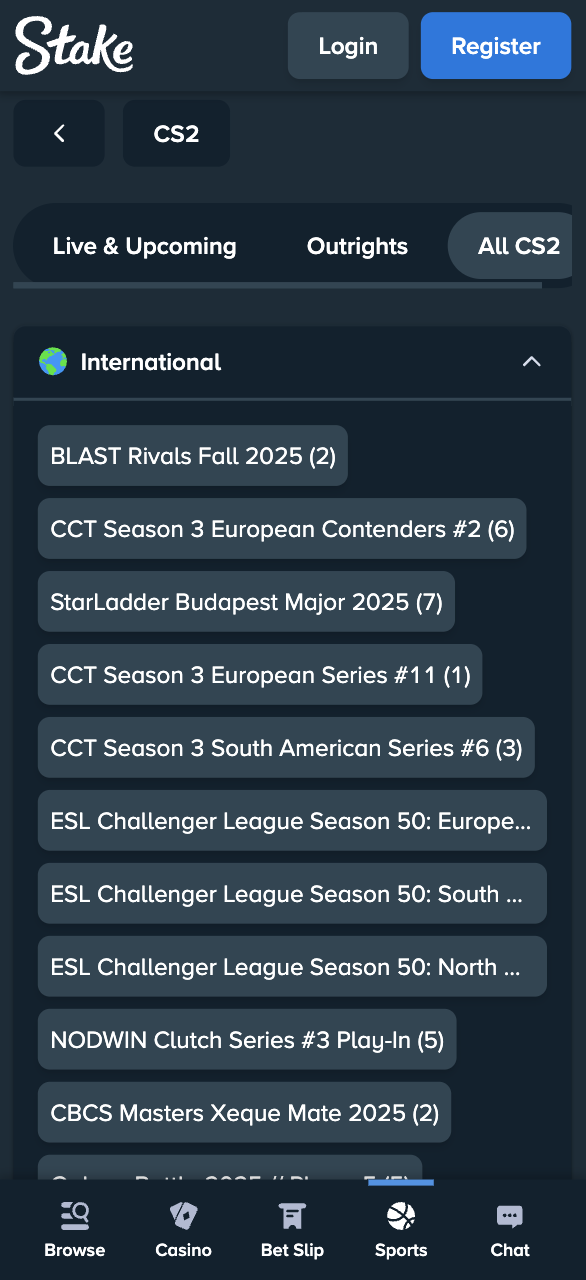 CS2 betting odds at Stake India