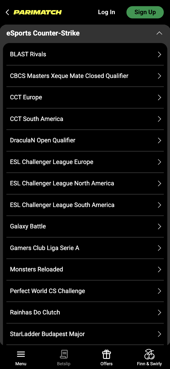 CS2 betting at Parimatch