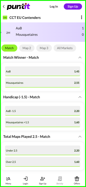 Puntit live betting odds