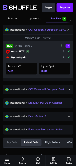Shuffle India CS2 live odds