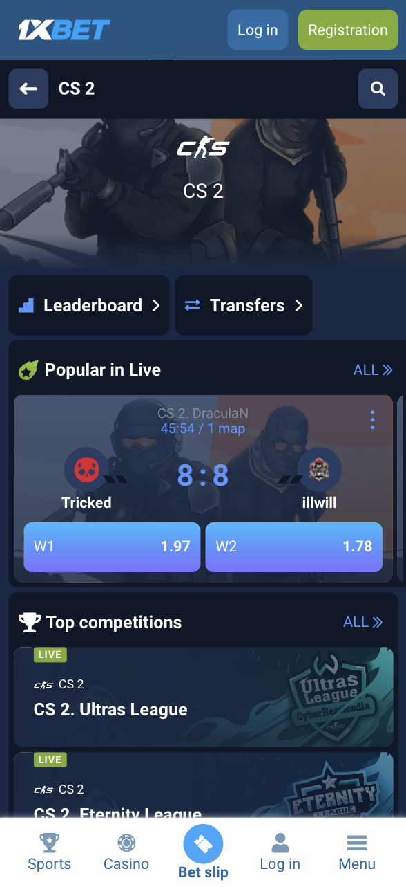 CS2 betting odds & esports bet types example