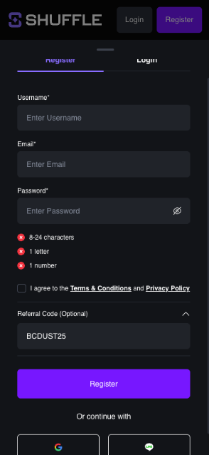 Activate Shuffle referral code BCDUST25