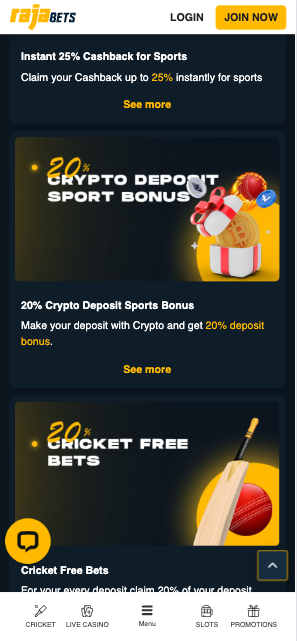 Cricket betting promos sports bonus Rajabets