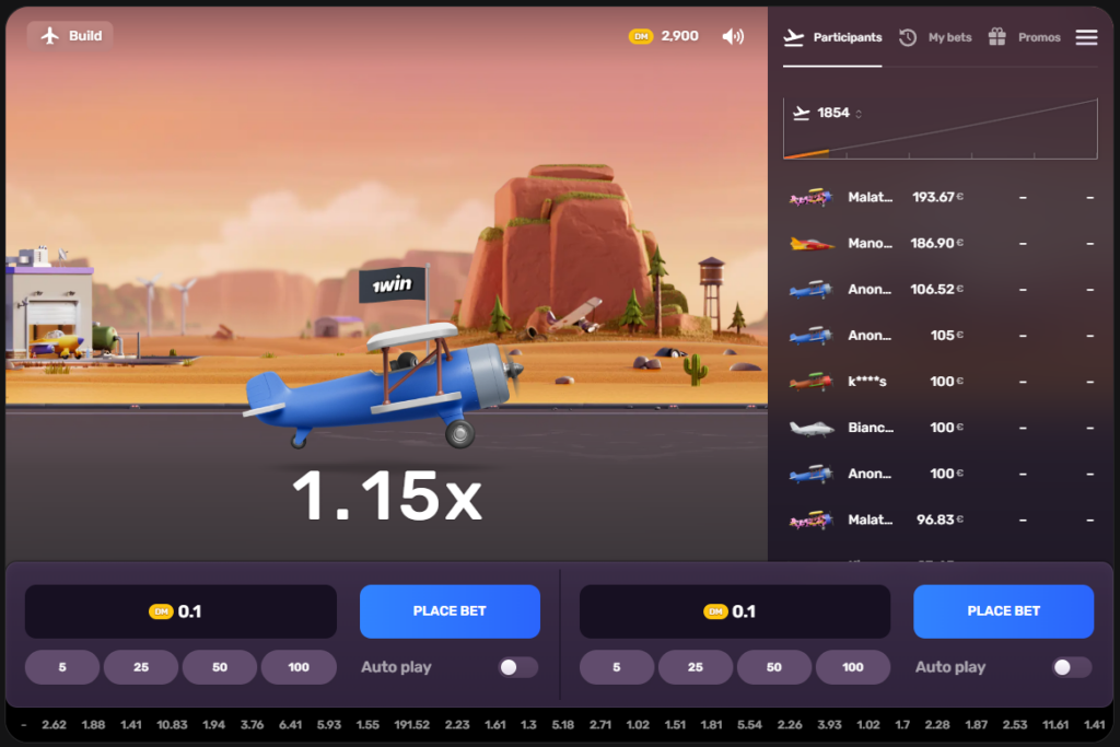 Screenshot of 1win casino game Aviatrix