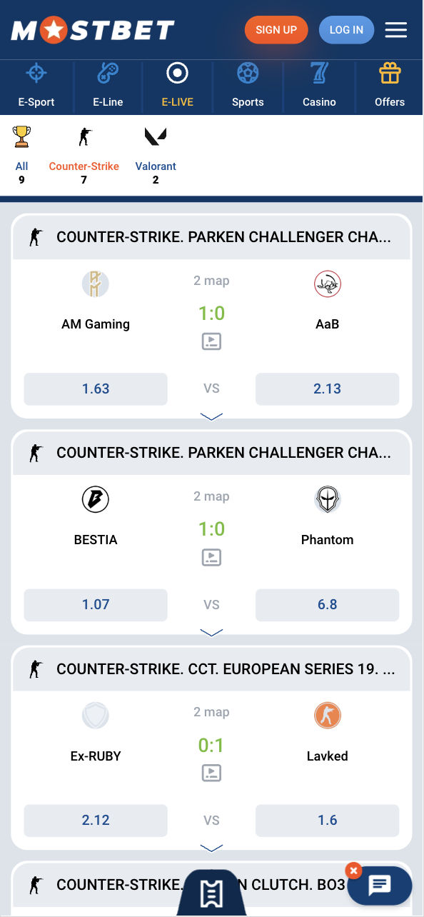 Mostbet CS2 live betting odds coverage
