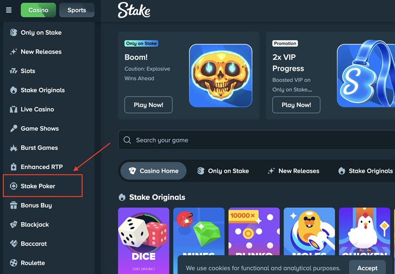 Stake Poker Section