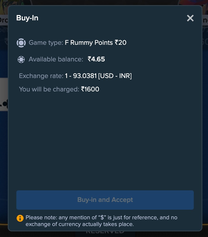 Stake Rummy Join And Buy In Join And Buy In screen on Stake Rummy