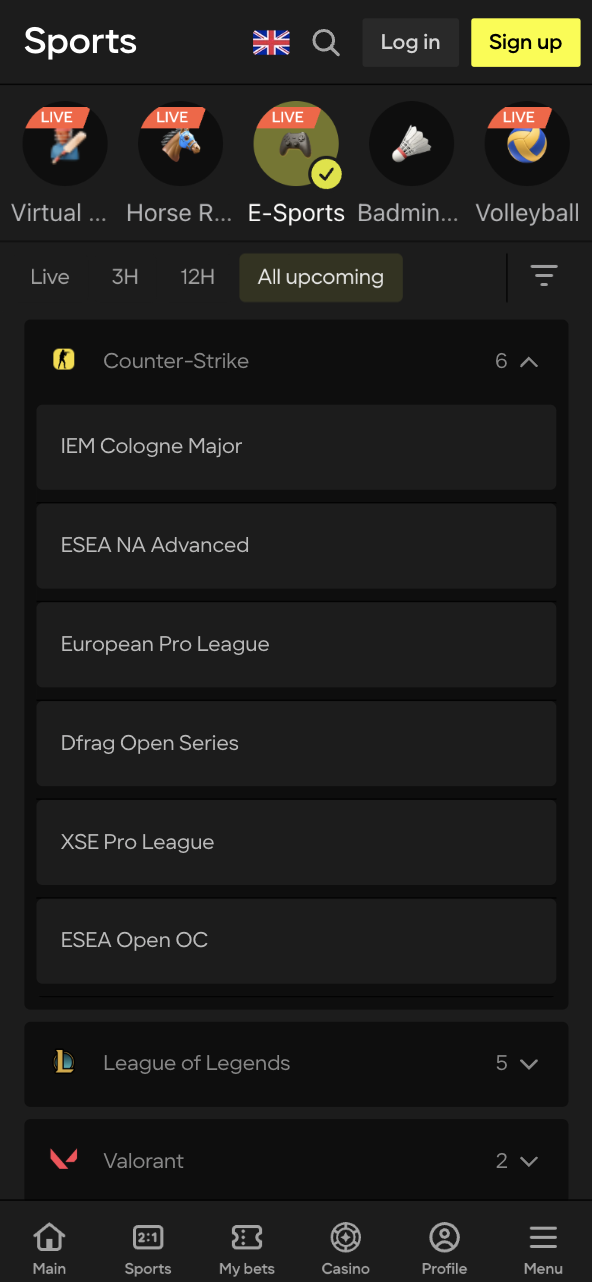 Parimatch CS2 Betting Esports gambling odds
