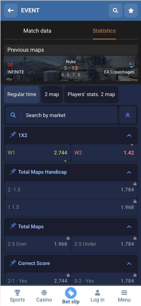 1xBet live streaming India CS2 esports live betting