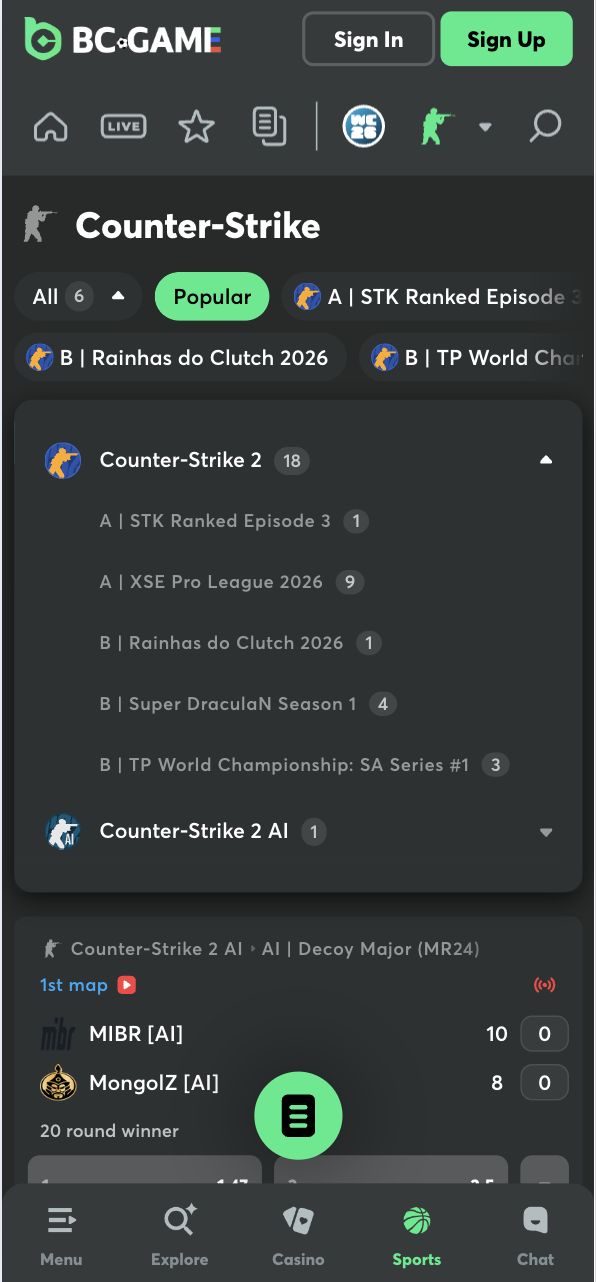 BC.GAME CS2 Betting Esports odds India
