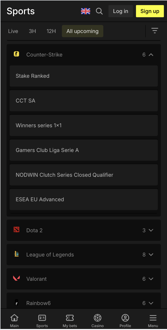 CS2 betting Parimatch example esports gambling
