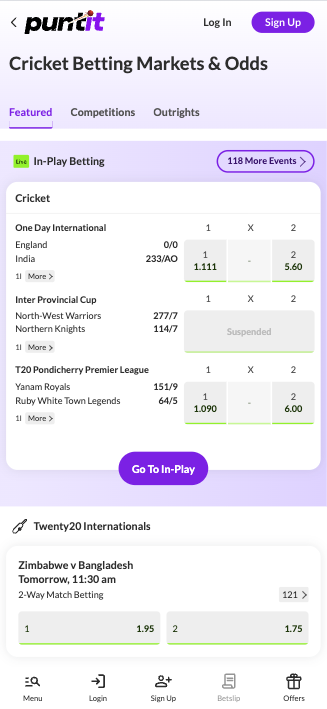 Sports betting cricket odds Puntit India