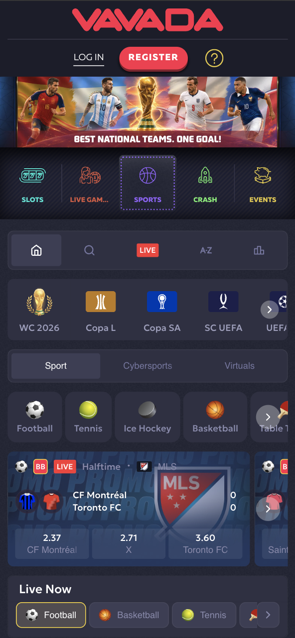 VAVADA App Mobile Betting Site Example