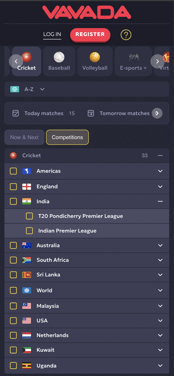 VAVADA CS2 Cricket Sports Betting Coverage Example